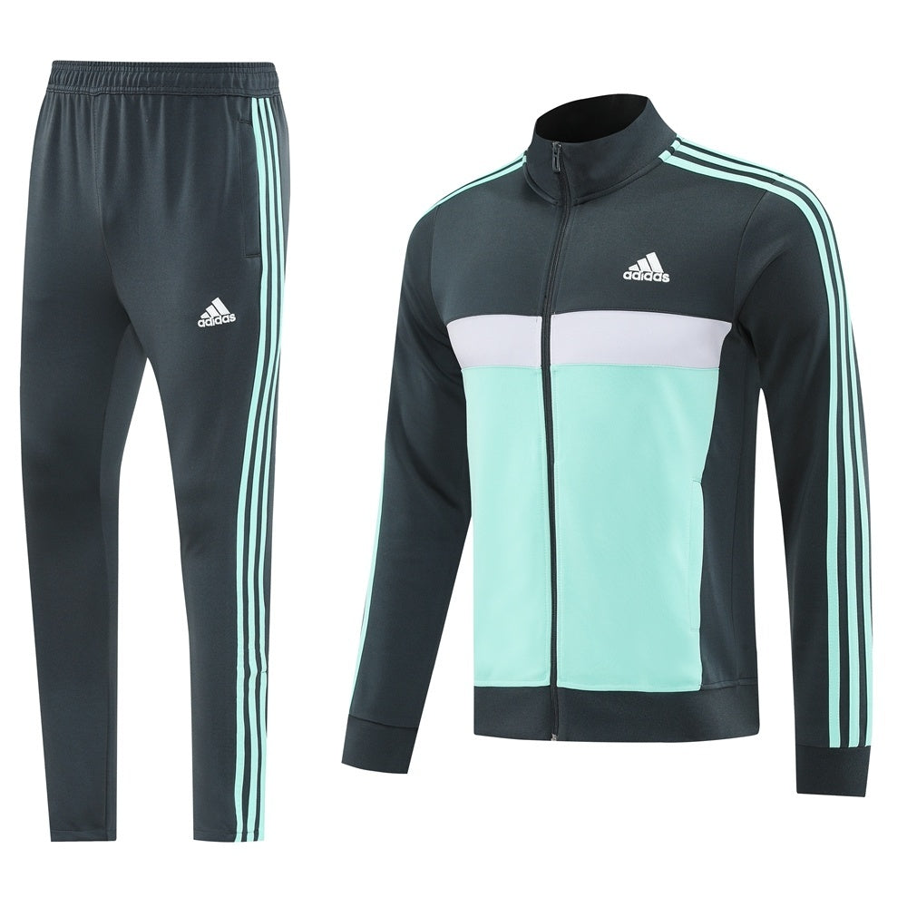 Tuta Sport grigio e celeste riga bianca