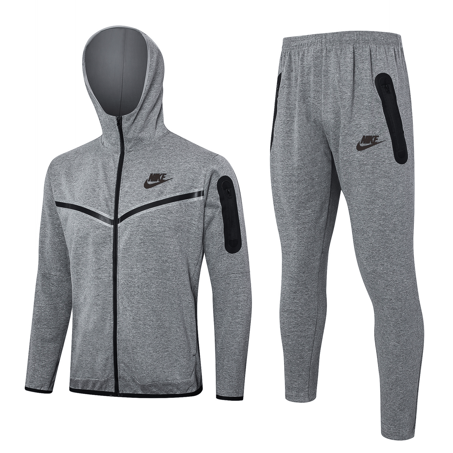 Tuta Sport grigio cuciture nero con cappuccio