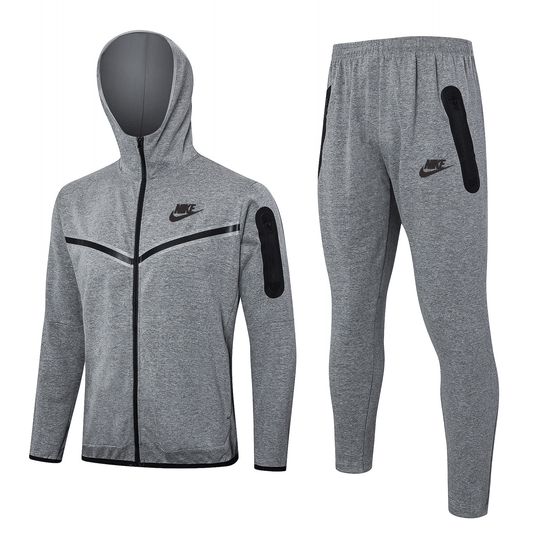 Tuta Sport grigio cuciture nero con cappuccio
