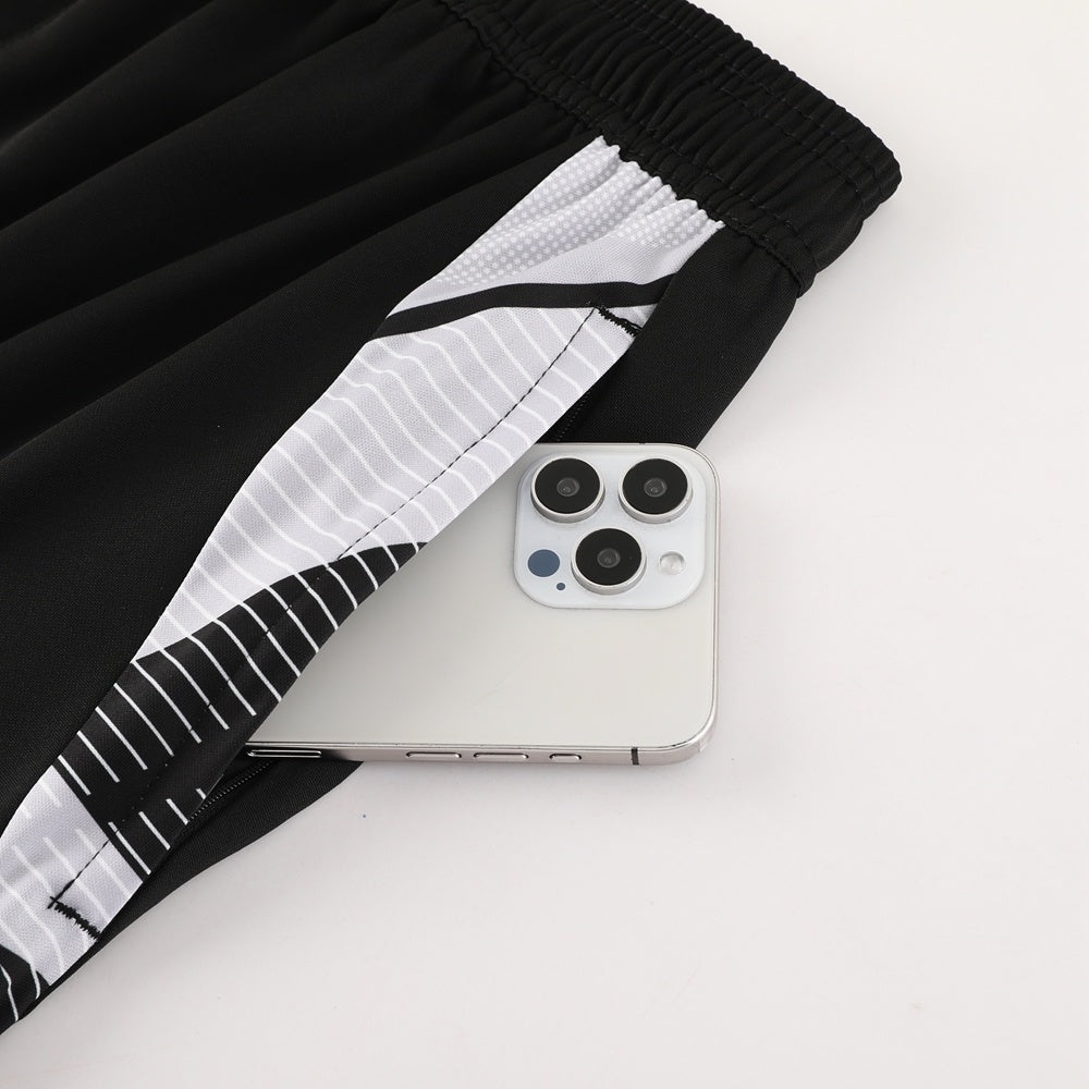 Completo con pantaloncini bicolor fascia bianco e nero