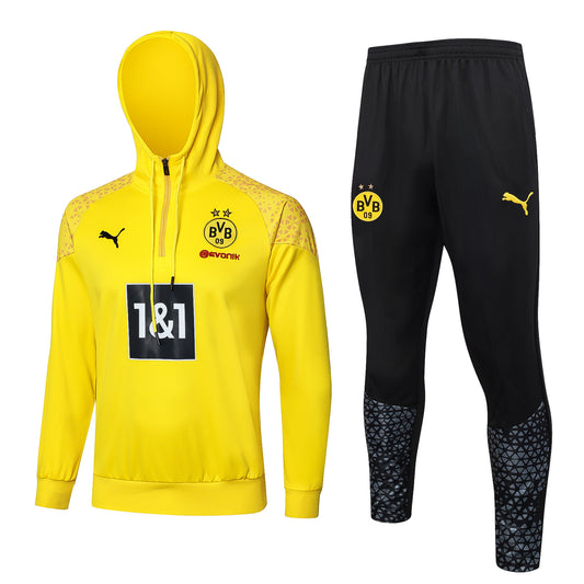 Tuta Borussia Dortmund Gialla Zip con cappuccio