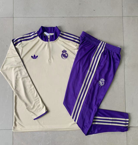 Tuta Real Madrid nero bianco e viloa 2025/26