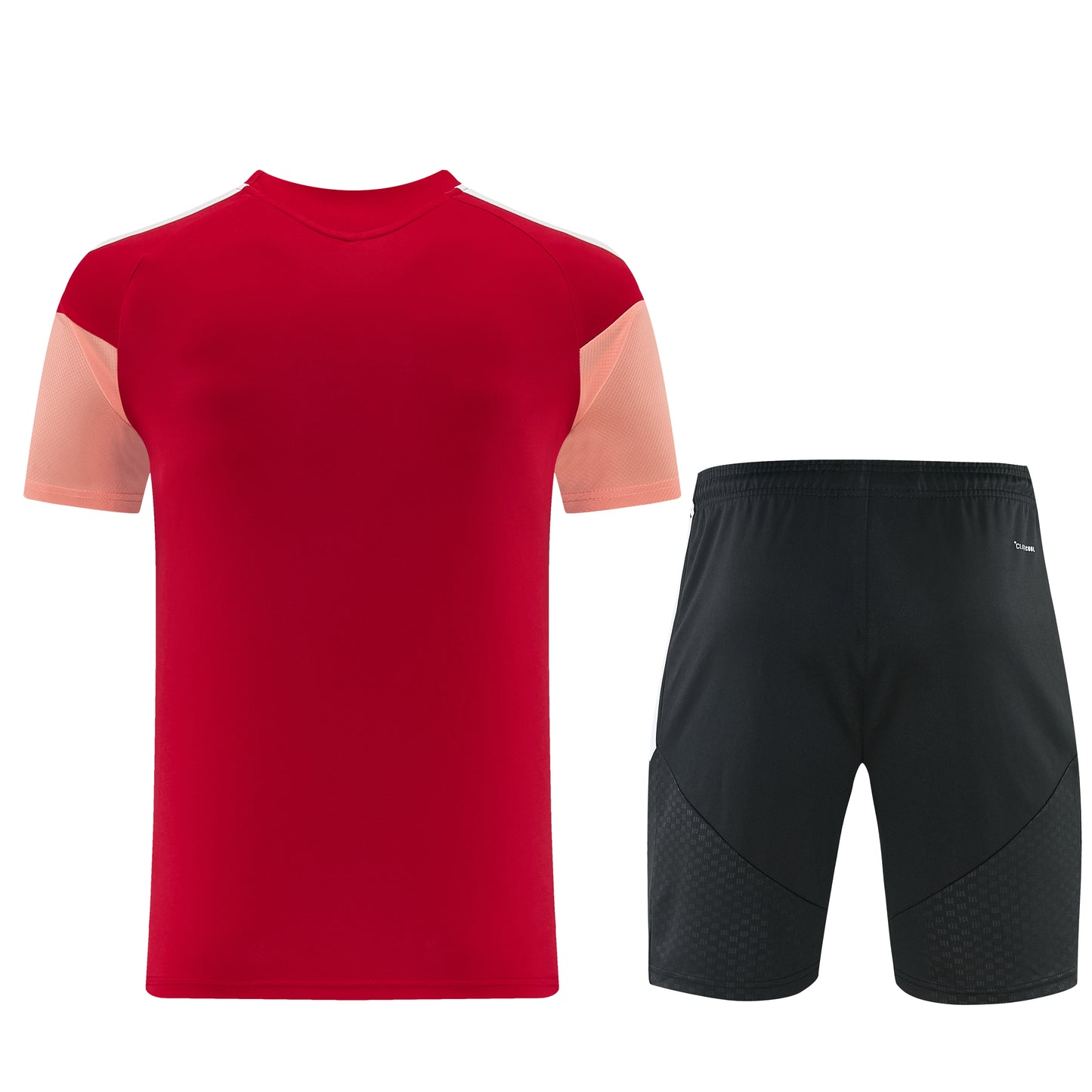 Completo con pantaloncini maniche color rosso