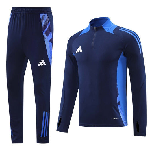 Tuta Sport blu scuro colletto azzurro