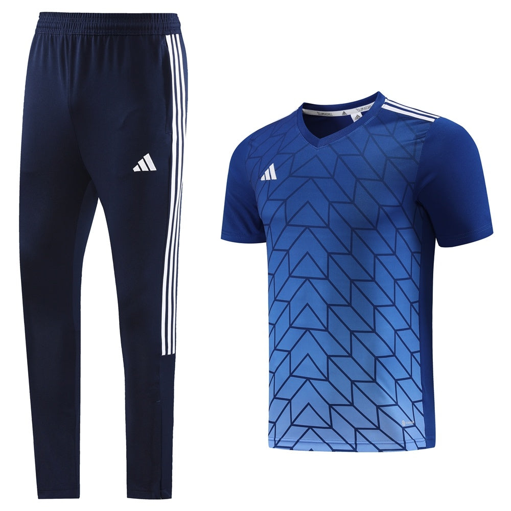 Completo con pantaloni lunghi geometric azzurro