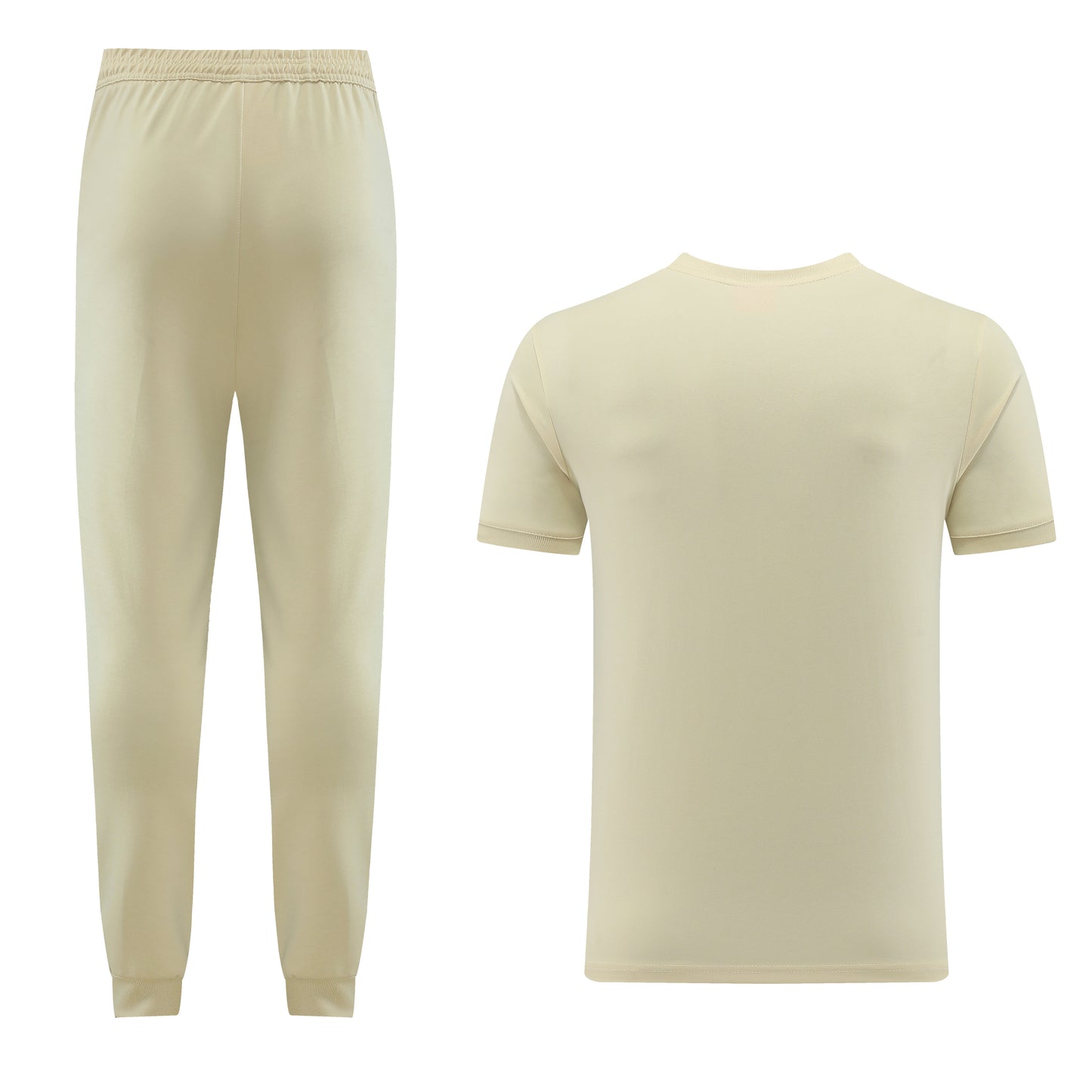 Completo con pantaloni lunghi beige fascia bianca