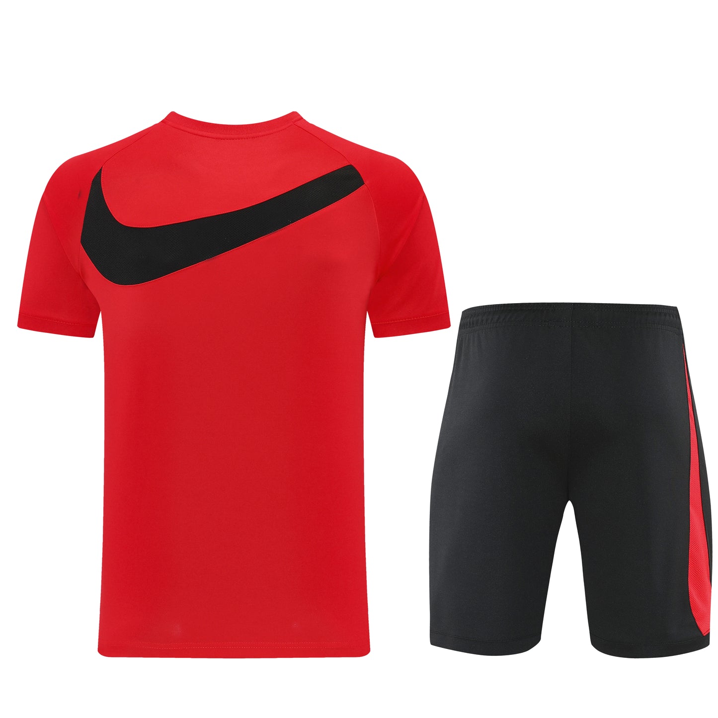 Completo con pantaloncini logo grande rosso