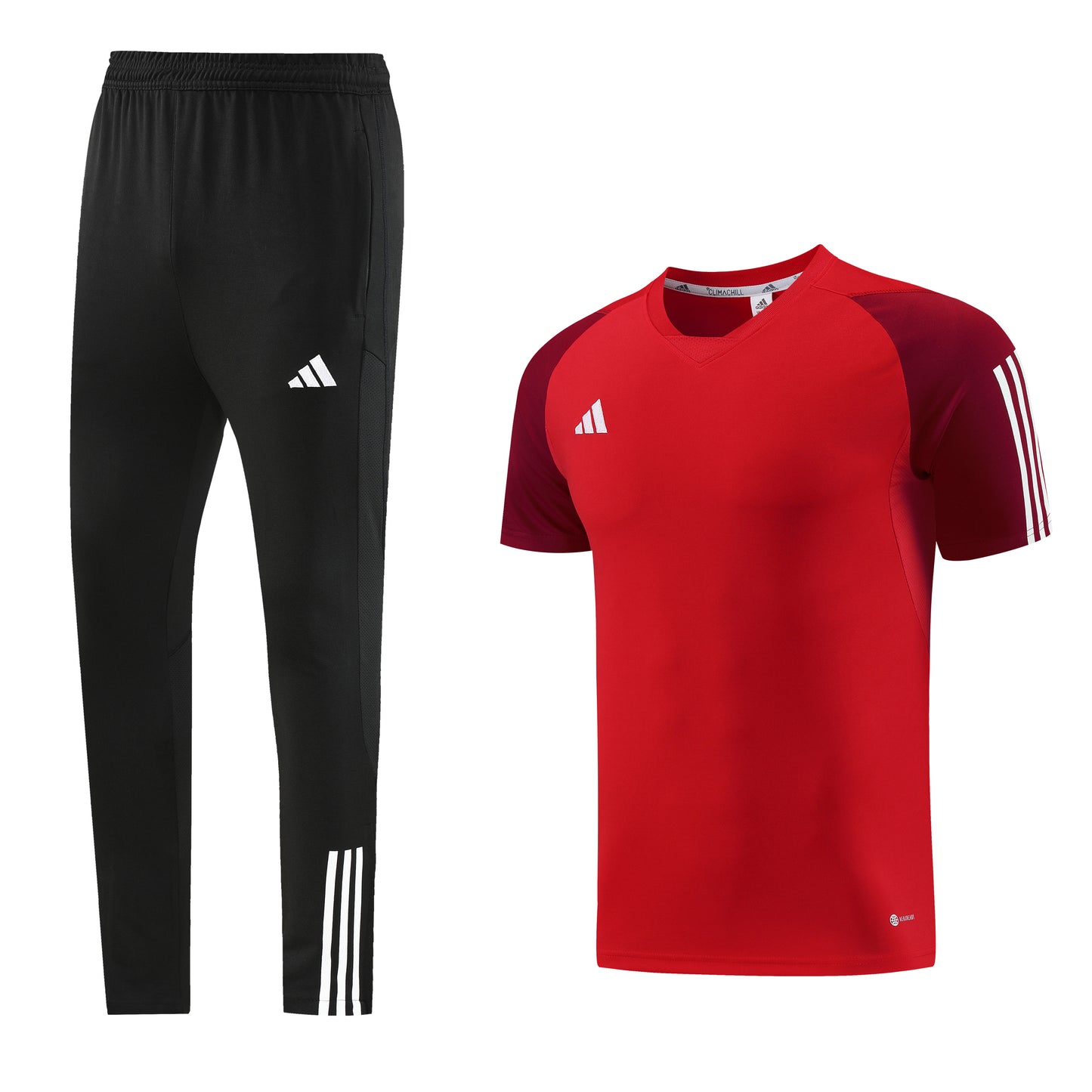 Completo con pantaloni lunghi maniche color rosso