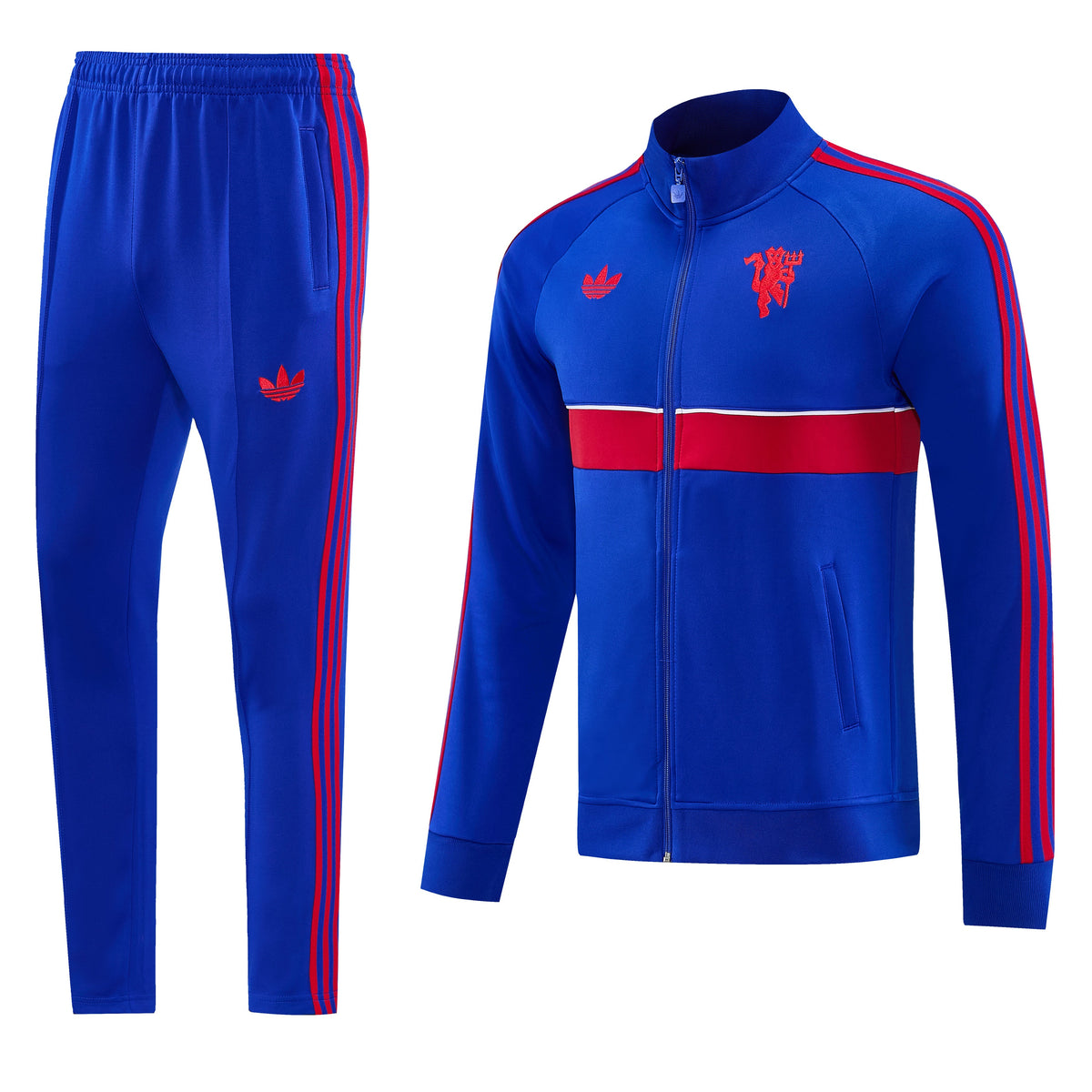 Tuta Manchester United zip 26-27 blu striscia rossa