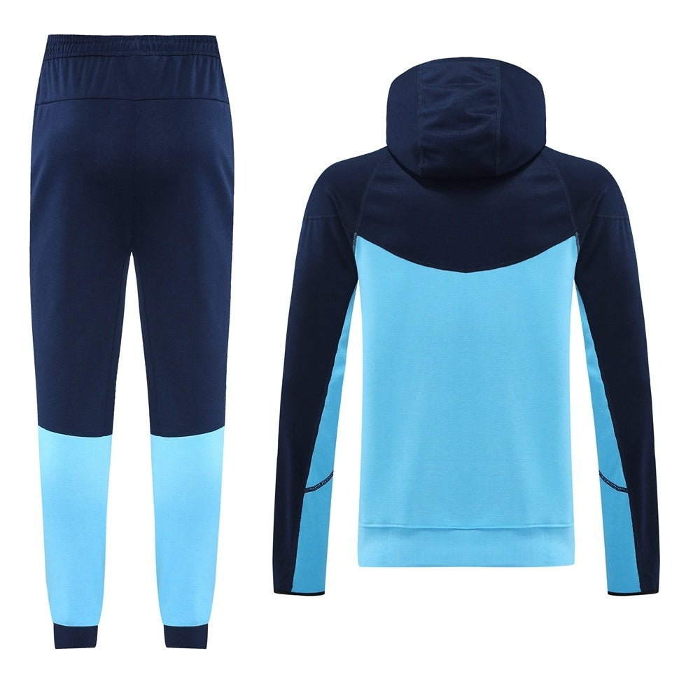 Tuta Sport blu e azzurro con cappuccio