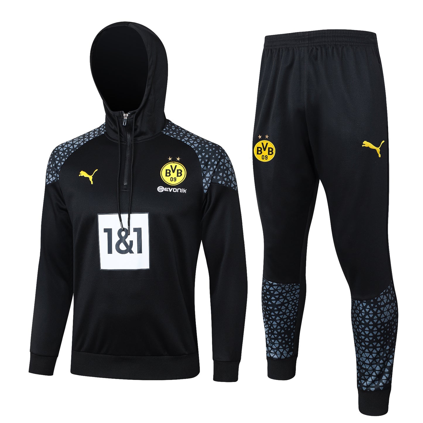 Tuta Borussia Dortmund Nera Zip con cappuccio